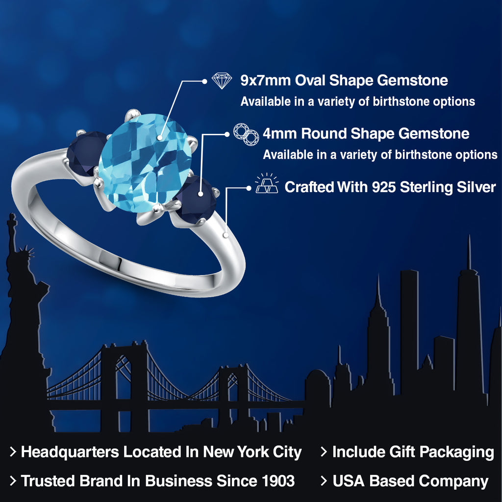 Topaz and Sapphire_5_Ring in 925 Sterling Silver