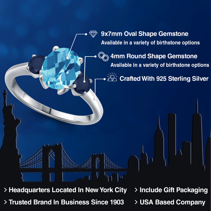 Topaz and Sapphire_5_Ring in 925 Sterling Silver