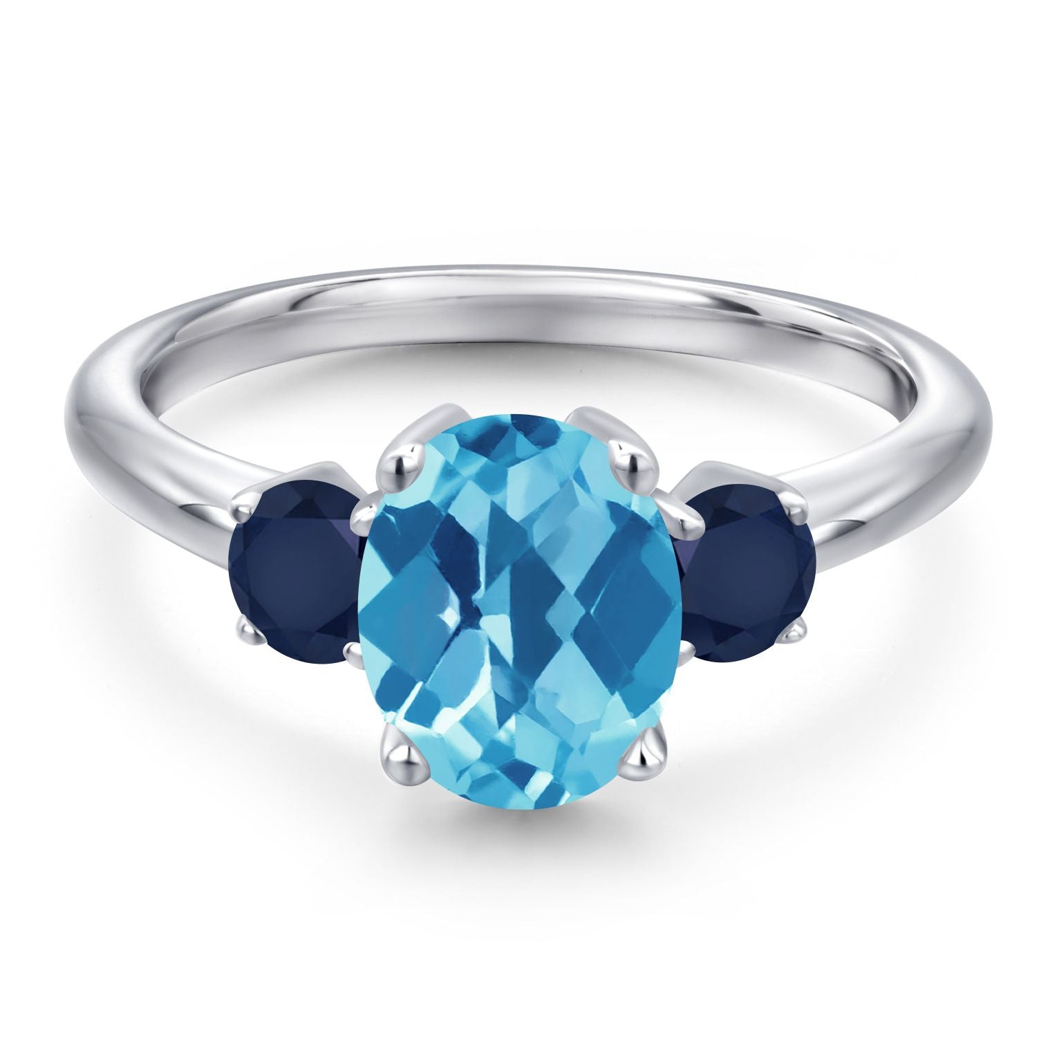 Topaz and Sapphire_5_Ring in 925 Sterling Silver