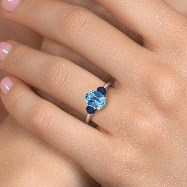 Topaz and Sapphire_5_Ring in 925 Sterling Silver