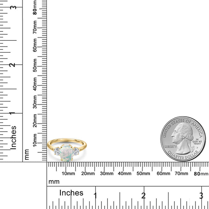 Opal and Lab Grown Diamond_5_Ring in 925 Yellow Gold Plated Silver