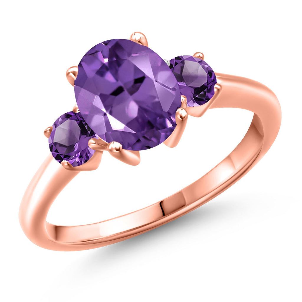 Amethyst - February_6_Ring in 925 Rose Gold Plated Silver