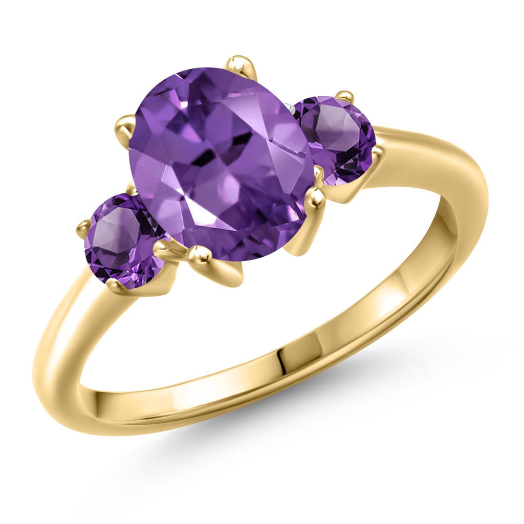 Amethyst - February_8_Ring in 925 Yellow Gold Plated Silver