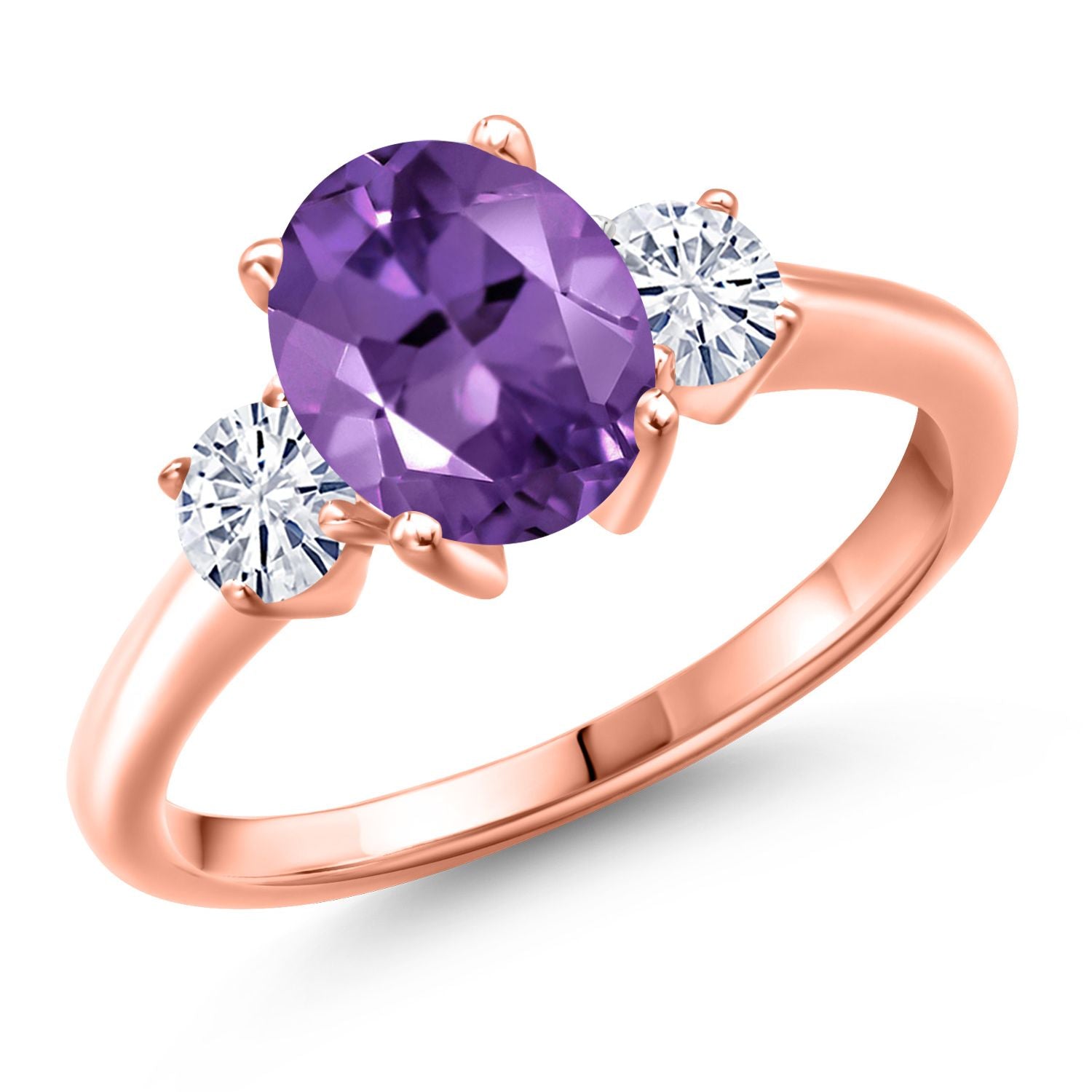 Amethyst - February_5_Ring in 925 Rose Gold Plated Silver