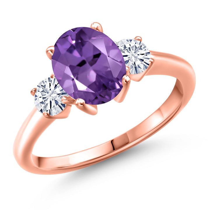 Amethyst - February_5_Ring in 925 Rose Gold Plated Silver
