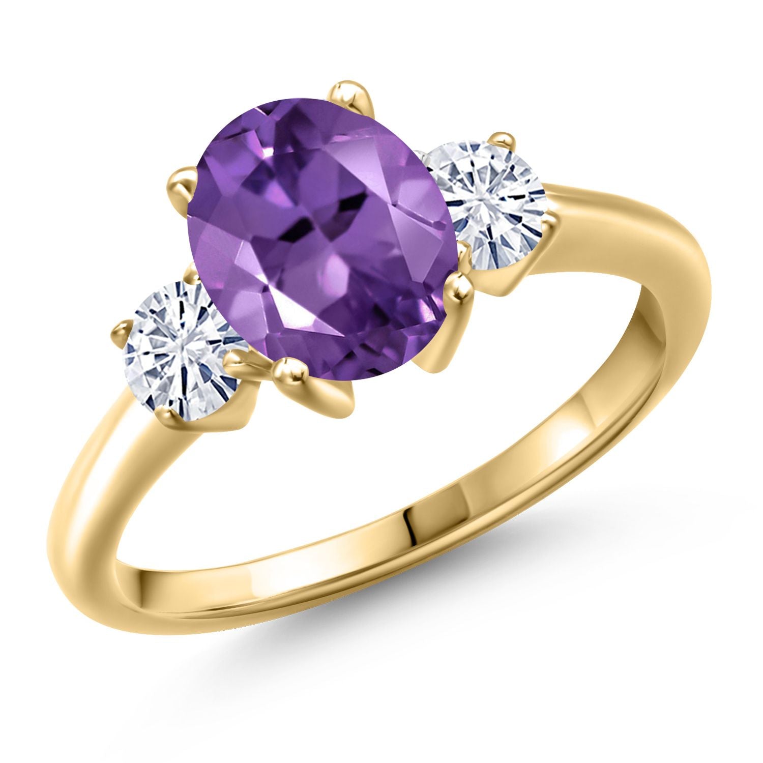 Amethyst - February_7_Ring in 925 Yellow Gold Plated Silver