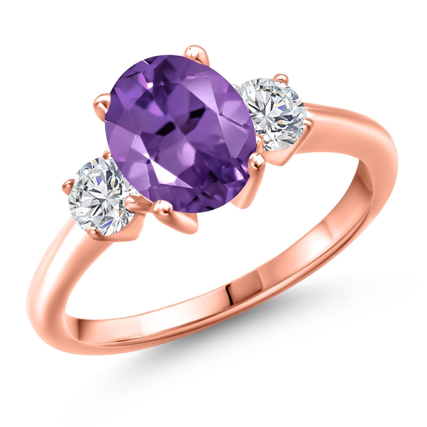 Amethyst - February_5_Ring in 925 Rose Gold Plated Silver