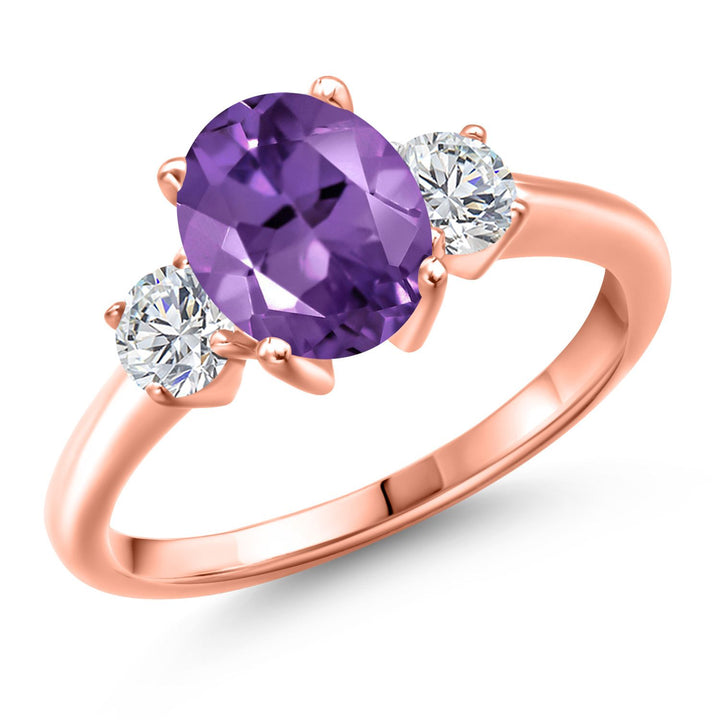 Amethyst - February_5_Ring in 925 Rose Gold Plated Silver