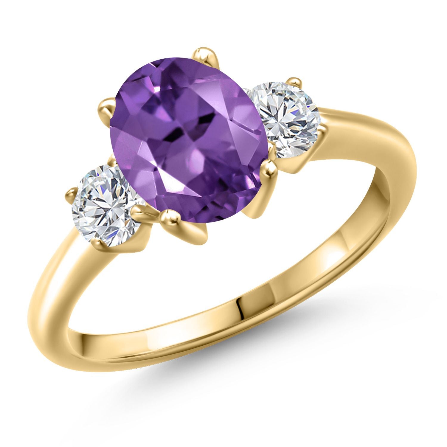 Amethyst - February_8_Ring in 925 Yellow Gold Plated Silver