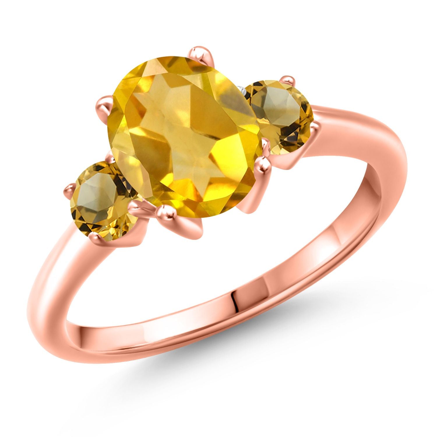 Citrine - November_8_Ring in 925 Rose Gold Plated Silver