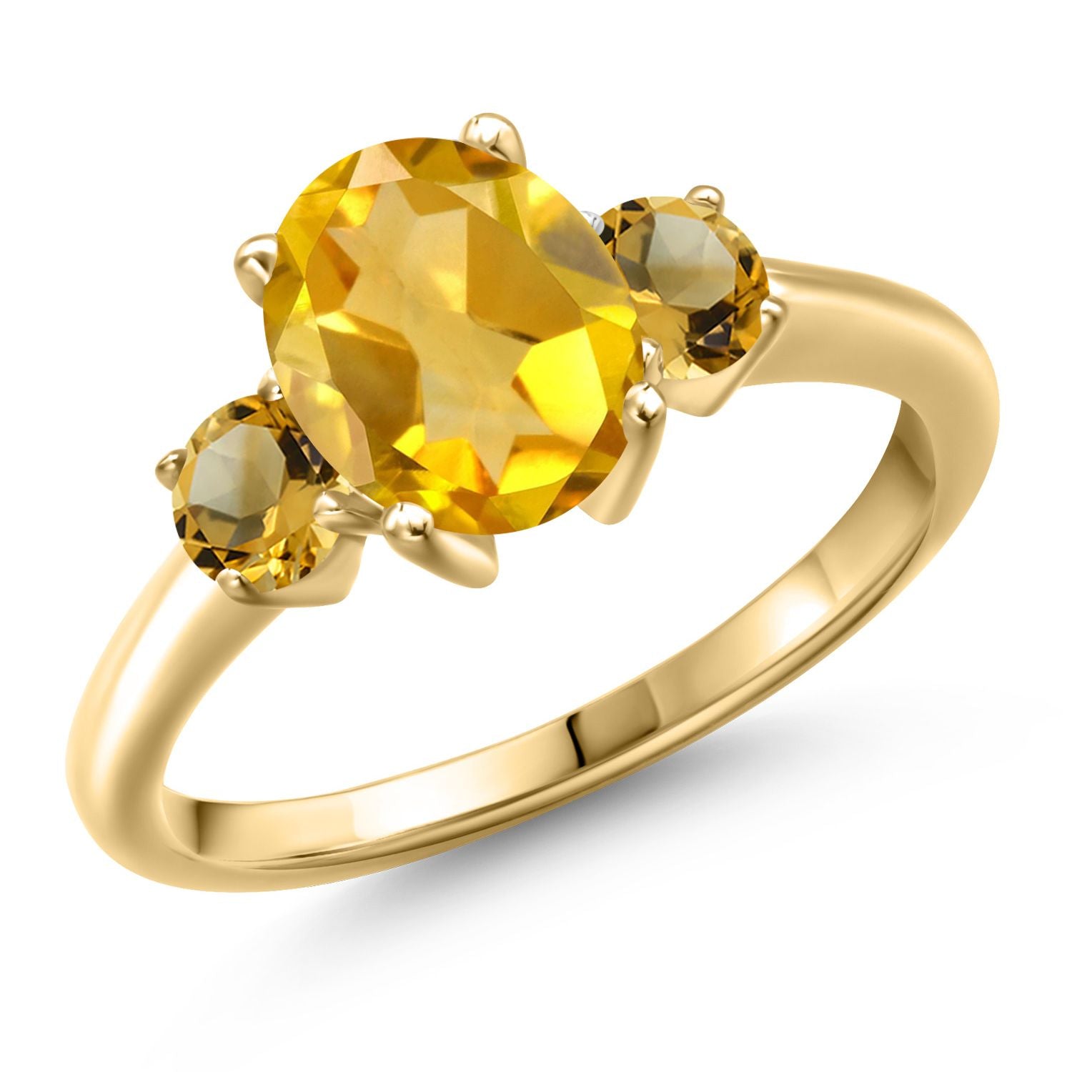 Citrine - November_5_Ring in 925 Yellow Gold Plated Silver