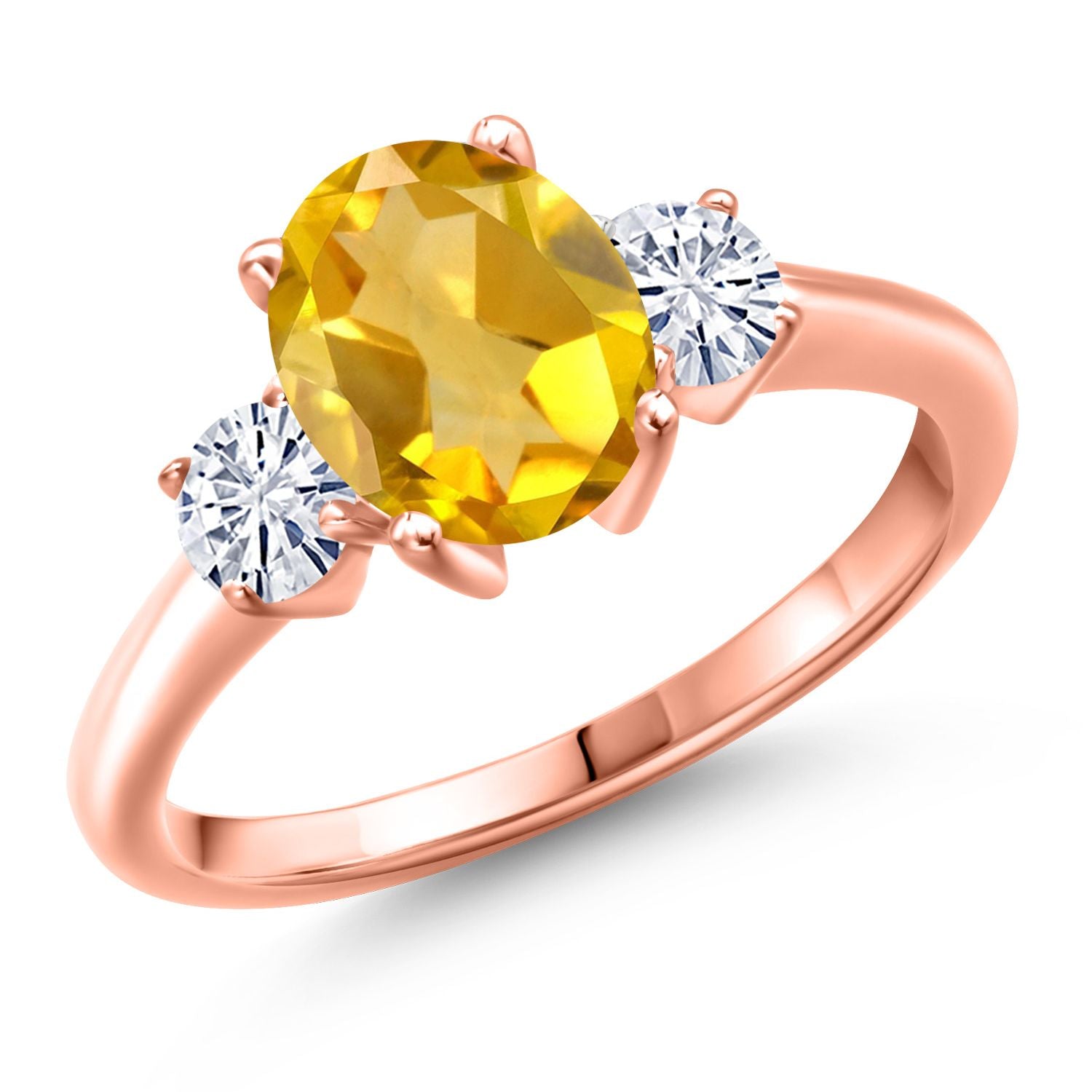 Citrine - November_5_Ring in 925 Rose Gold Plated Silver