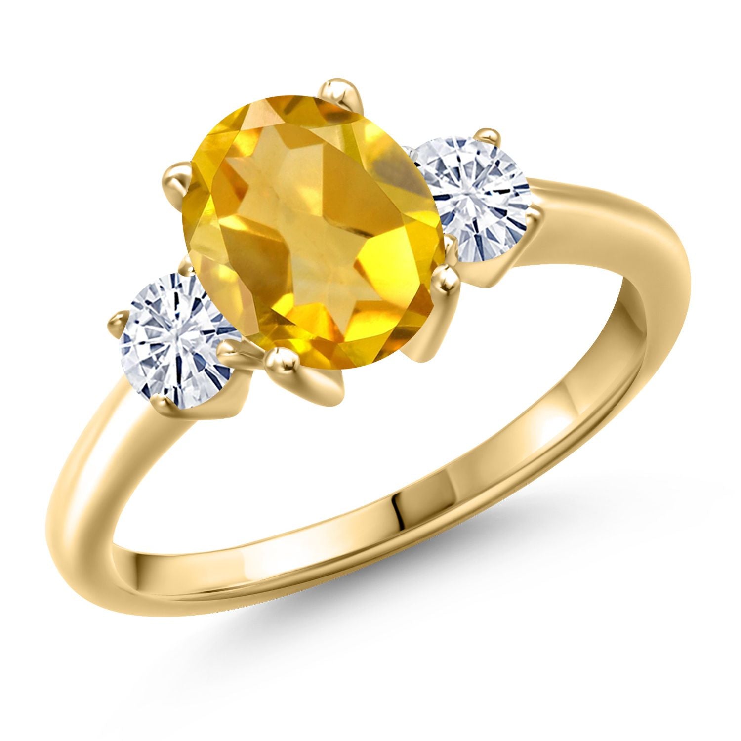 Citrine - November_5_Ring in 925 Yellow Gold Plated Silver