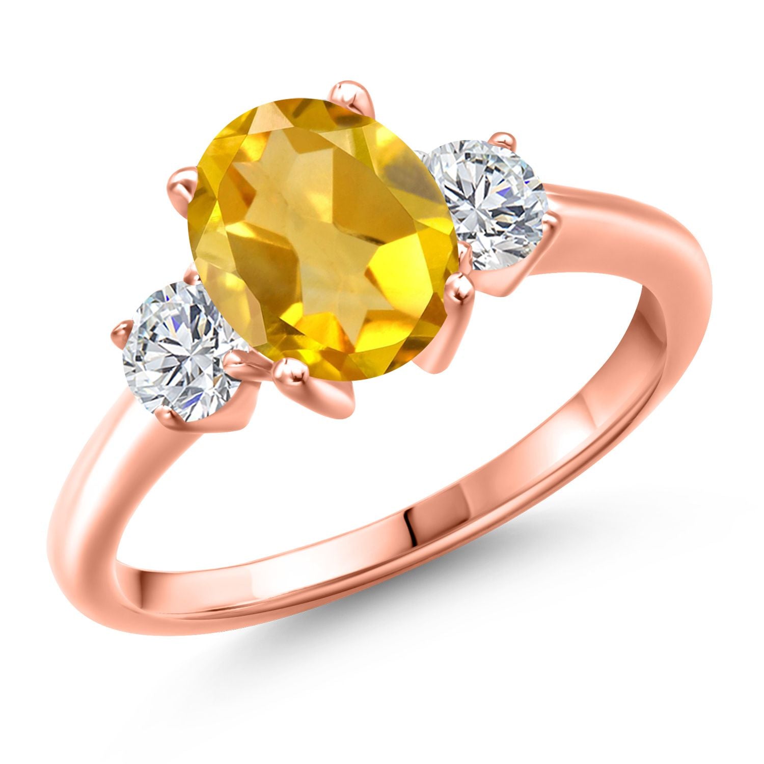 Citrine - November_8_Ring in 925 Rose Gold Plated Silver