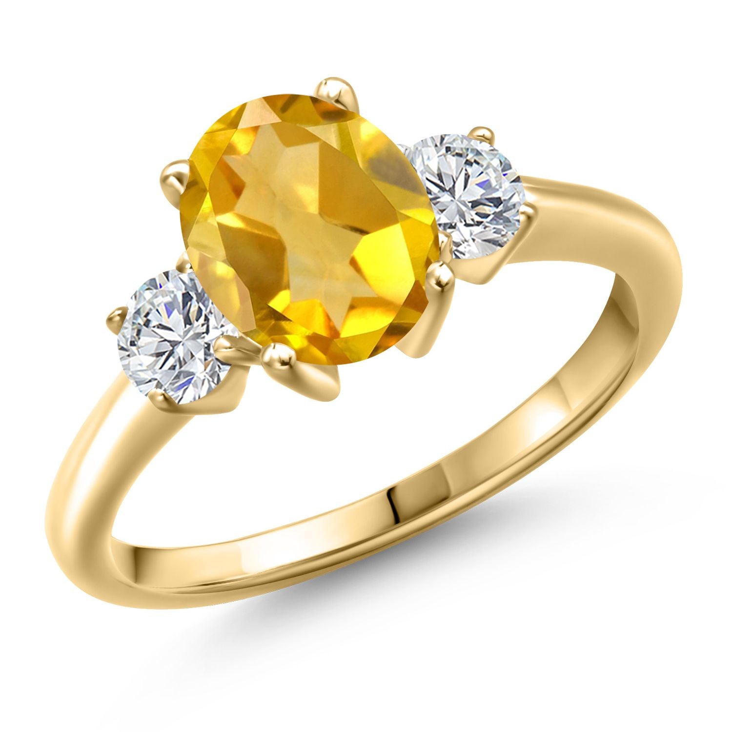 Citrine - November_5_Ring in 925 Yellow Gold Plated Silver