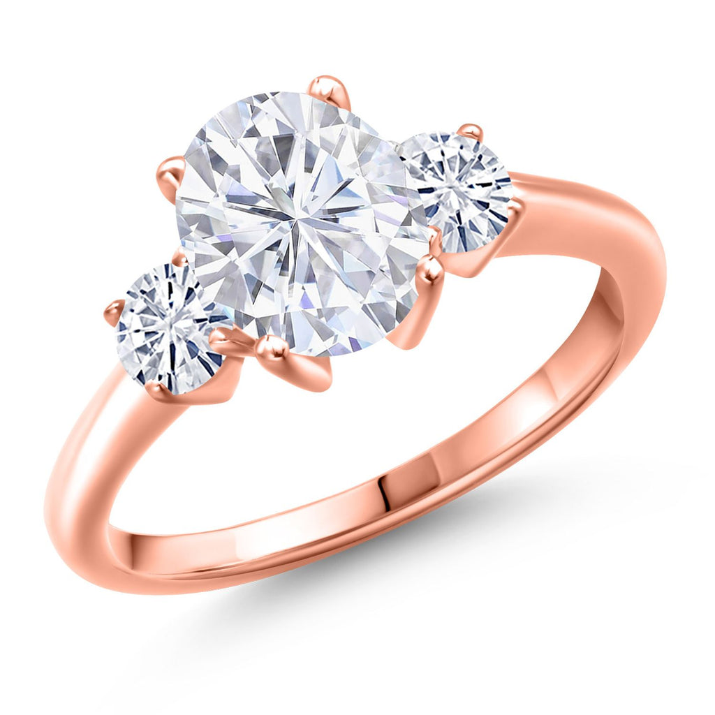 White Moissanite - April_7_Ring in 925 Rose Gold Plated Silver