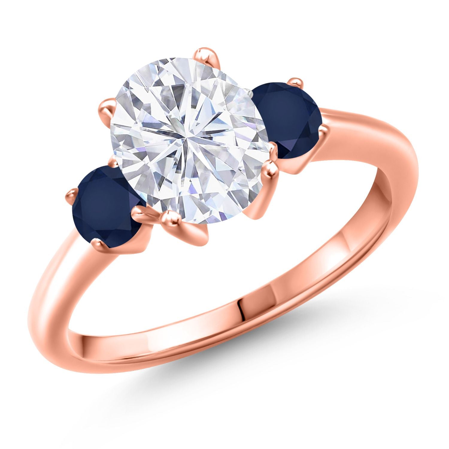 White Moissanite - April_8_Ring in 925 Rose Gold Plated Silver