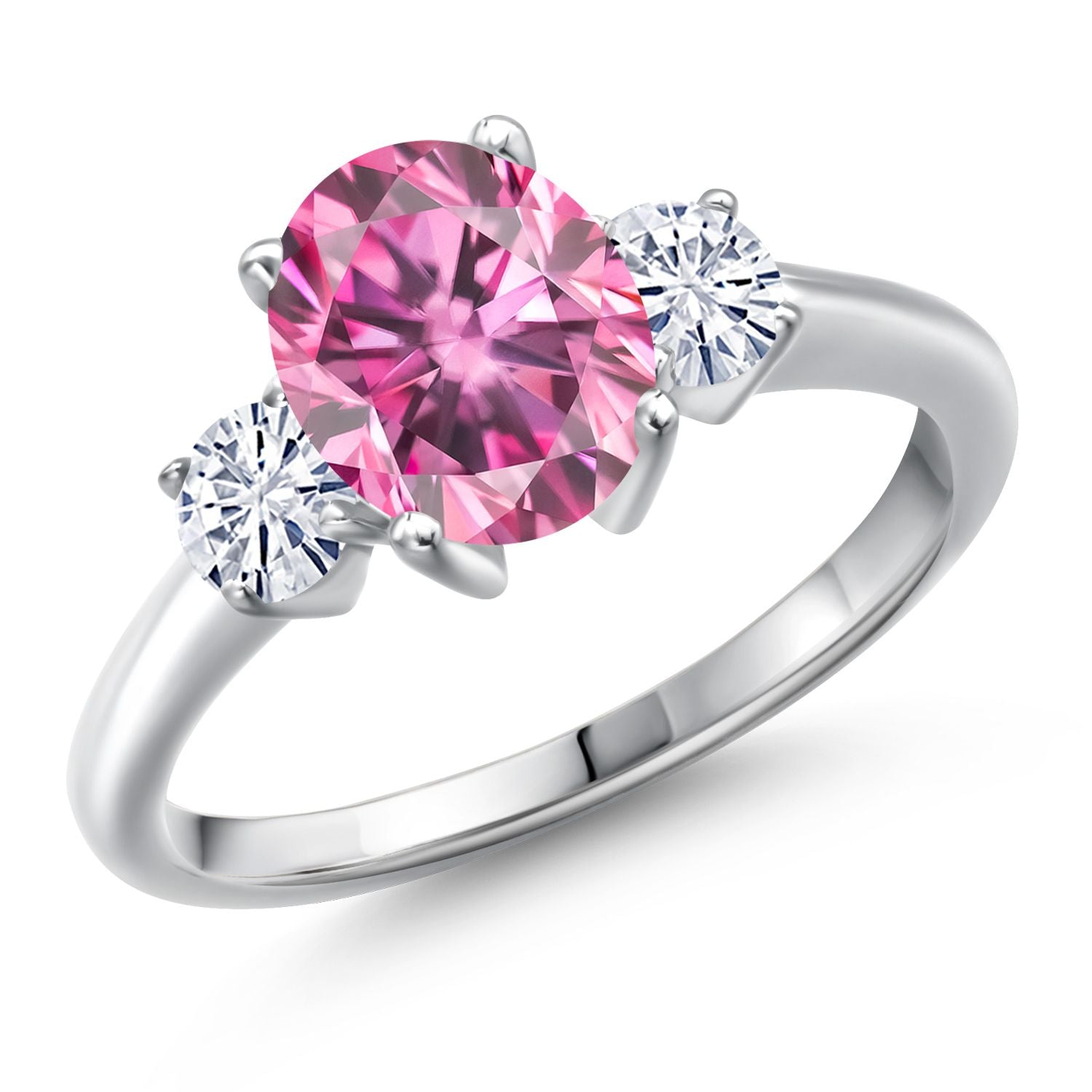 Pink Moissanite - April_8_Ring in 925 Sterling Silver