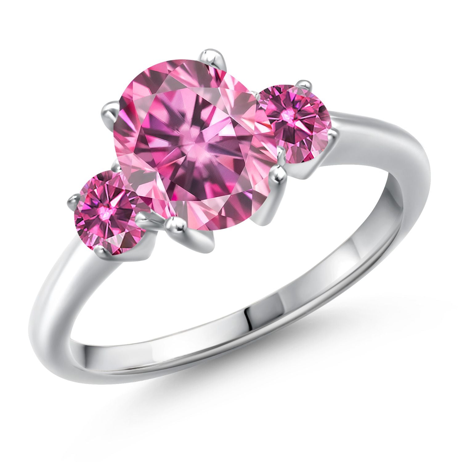 Pink Moissanite - April_7_Ring in 925 Sterling Silver