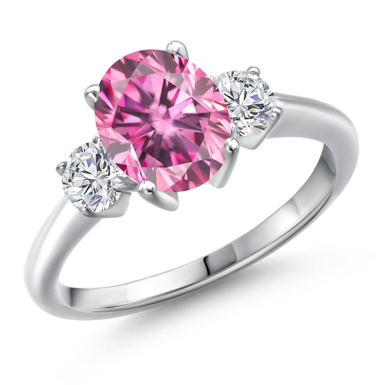 Pink Moissanite - April_7_Ring in 925 Sterling Silver
