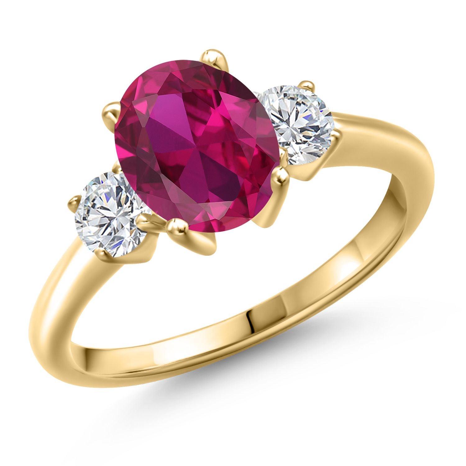Created Ruby - July_6_Ring in 925 Yellow Gold Plated Silver