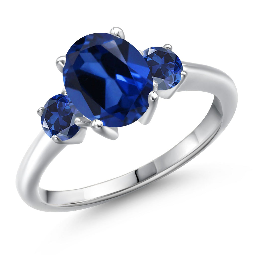 Blue Created Sapphire - September_6_Ring in 925 Sterling Silver