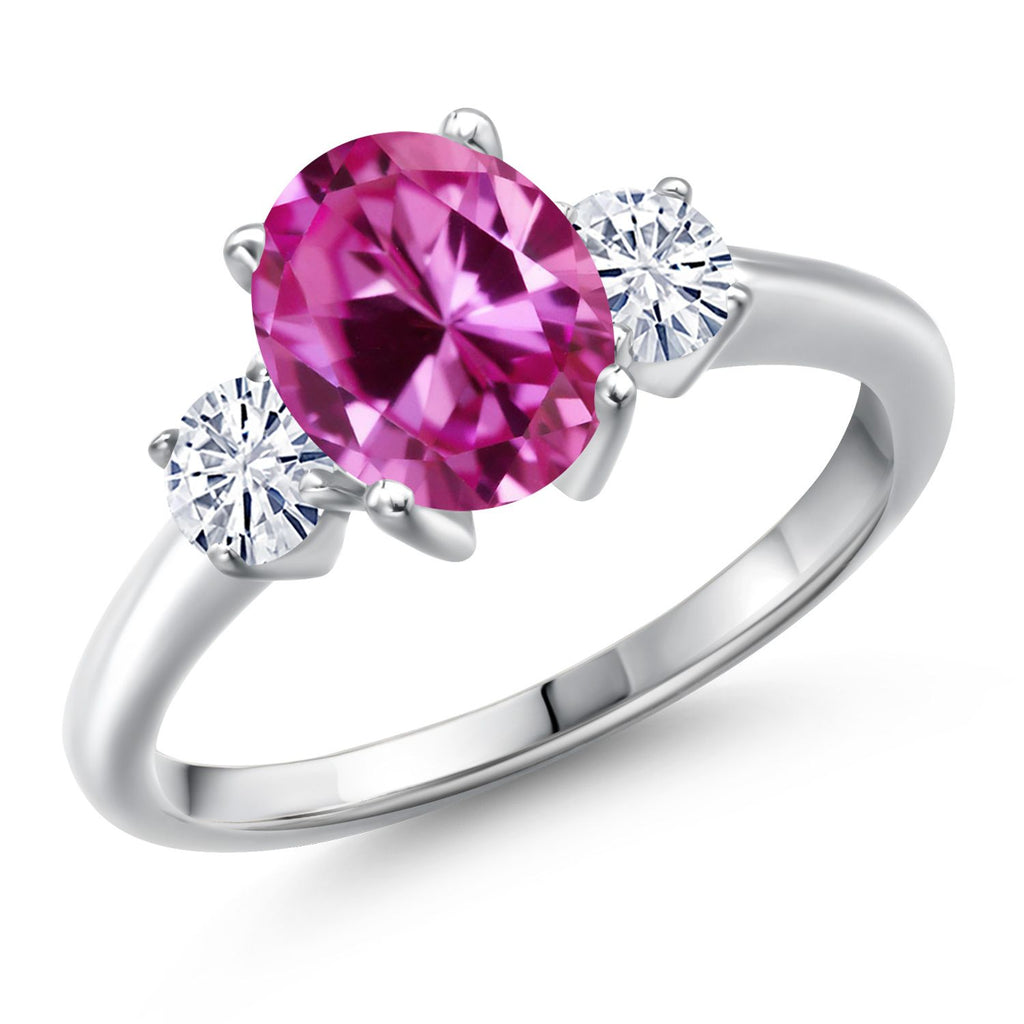 Pink Created Sapphire - September_7_Ring in 925 Sterling Silver