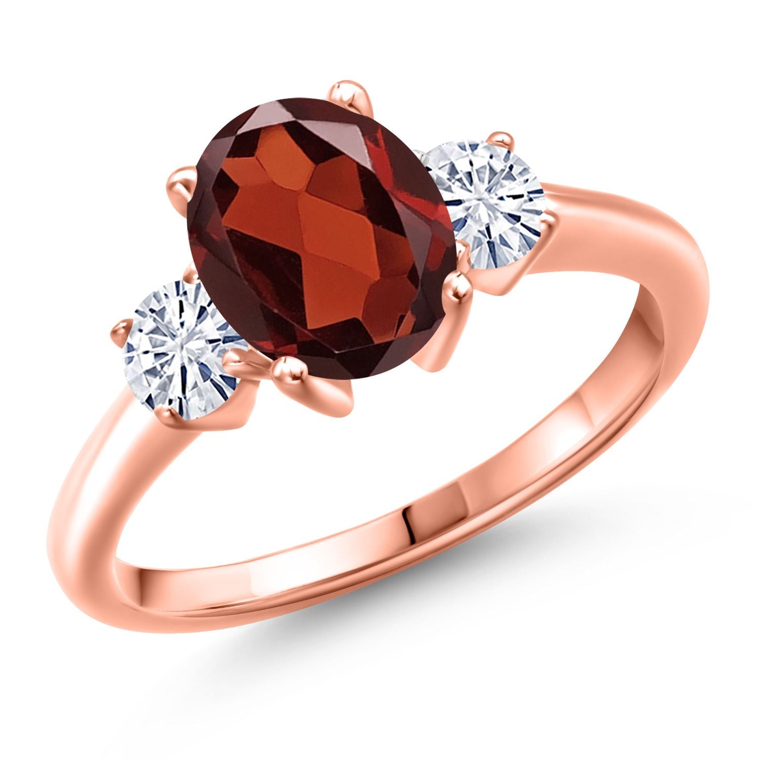 Garnet - January_6_Ring in 925 Rose Gold Plated Silver