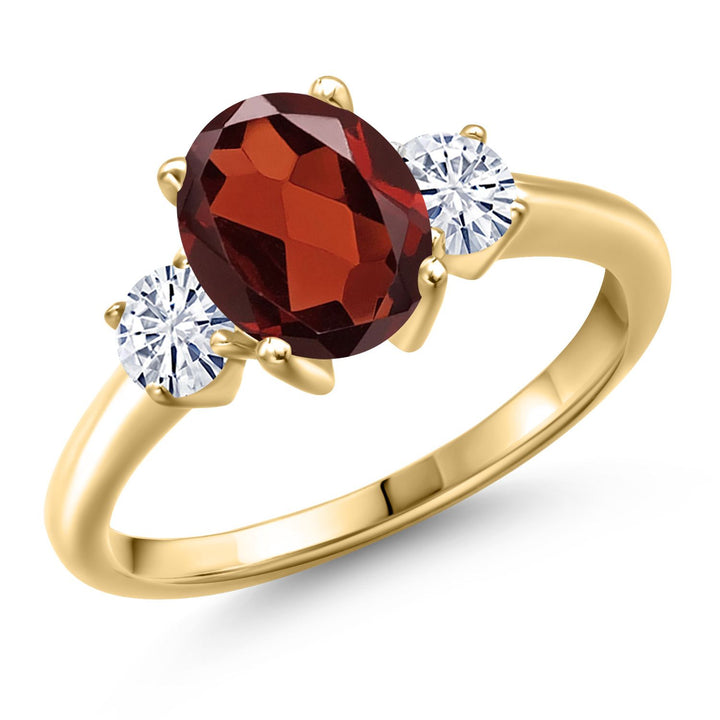 Garnet - January_6_Ring in 925 Yellow Gold Plated Silver
