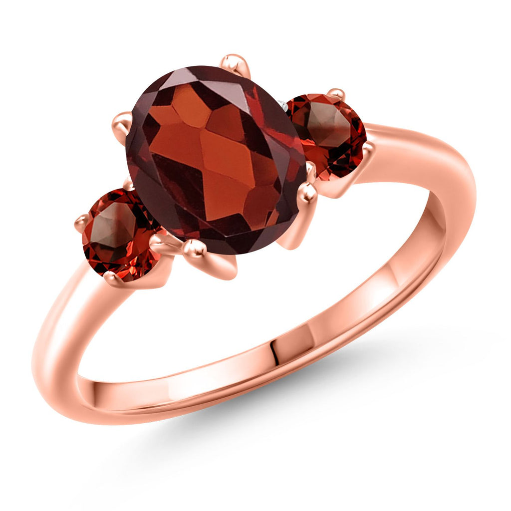 Garnet - January_8_Ring in 925 Rose Gold Plated Silver