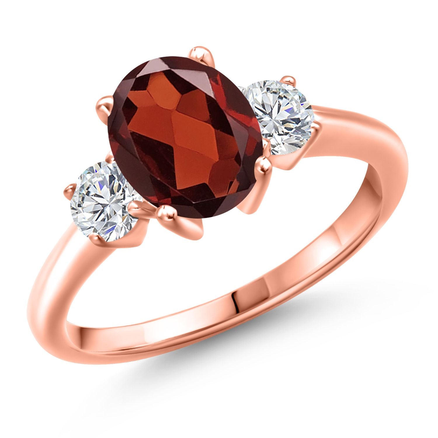Garnet - January_8_Ring in 925 Rose Gold Plated Silver