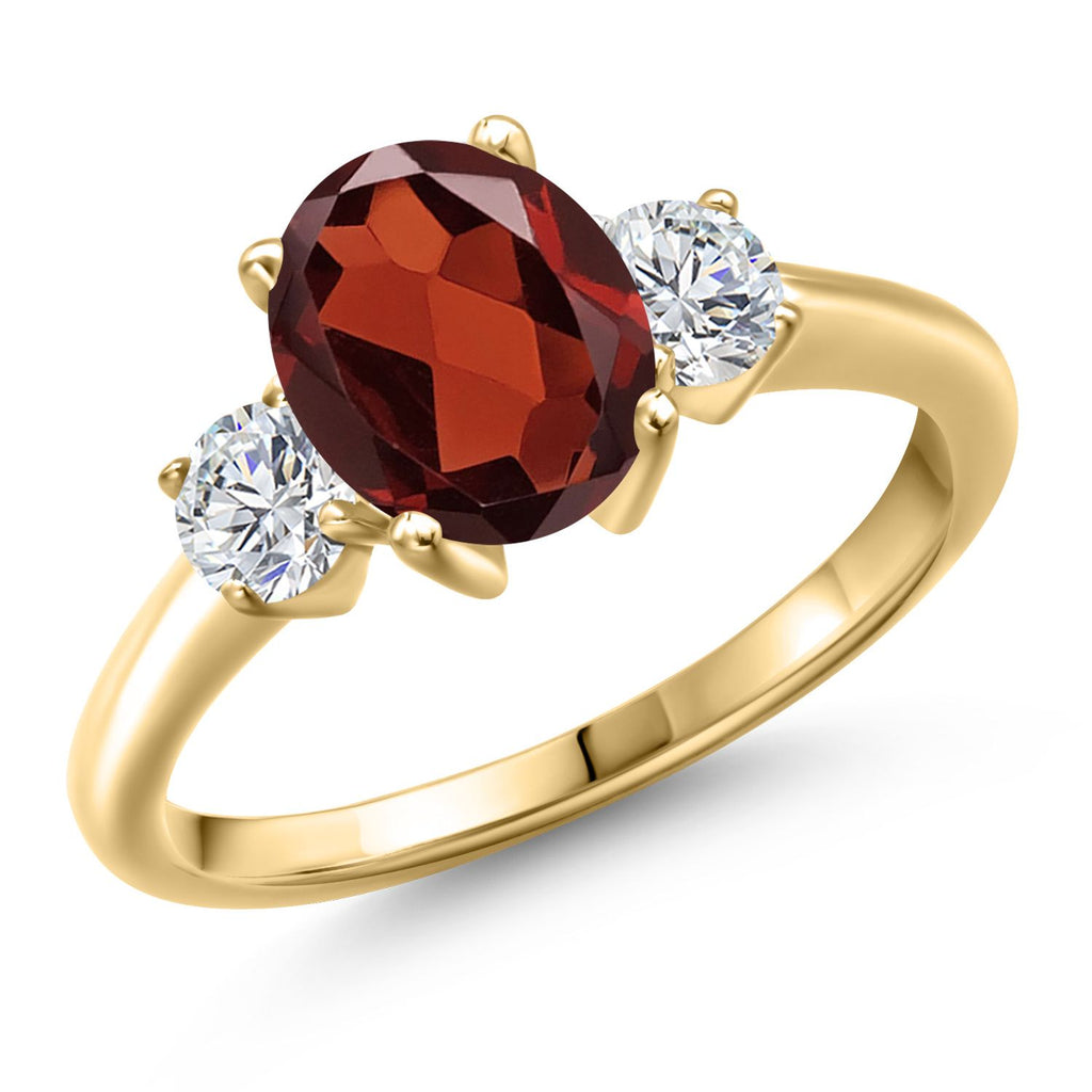 Garnet - January_8_Ring in 925 Yellow Gold Plated Silver
