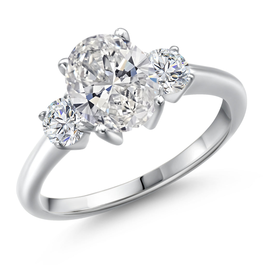 White Lab Grown Diamond - April_5_Ring in 925 Sterling Silver