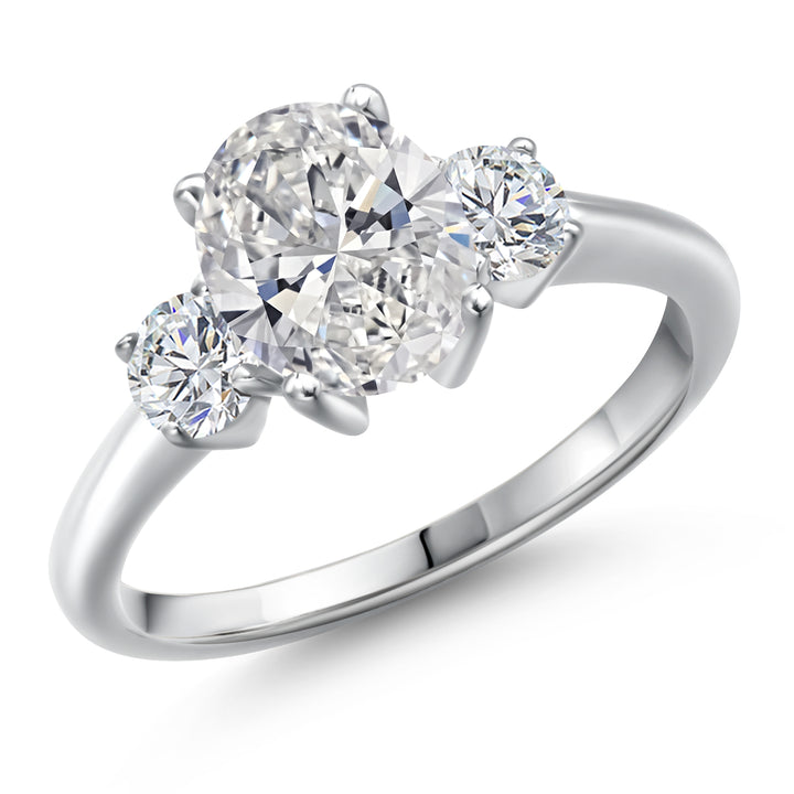 White Lab Grown Diamond - April_5_Ring in 925 Sterling Silver