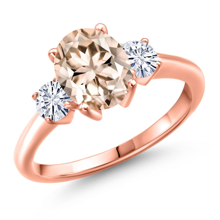 Morganite - October_5_Ring in 925 Rose Gold Plated Silver