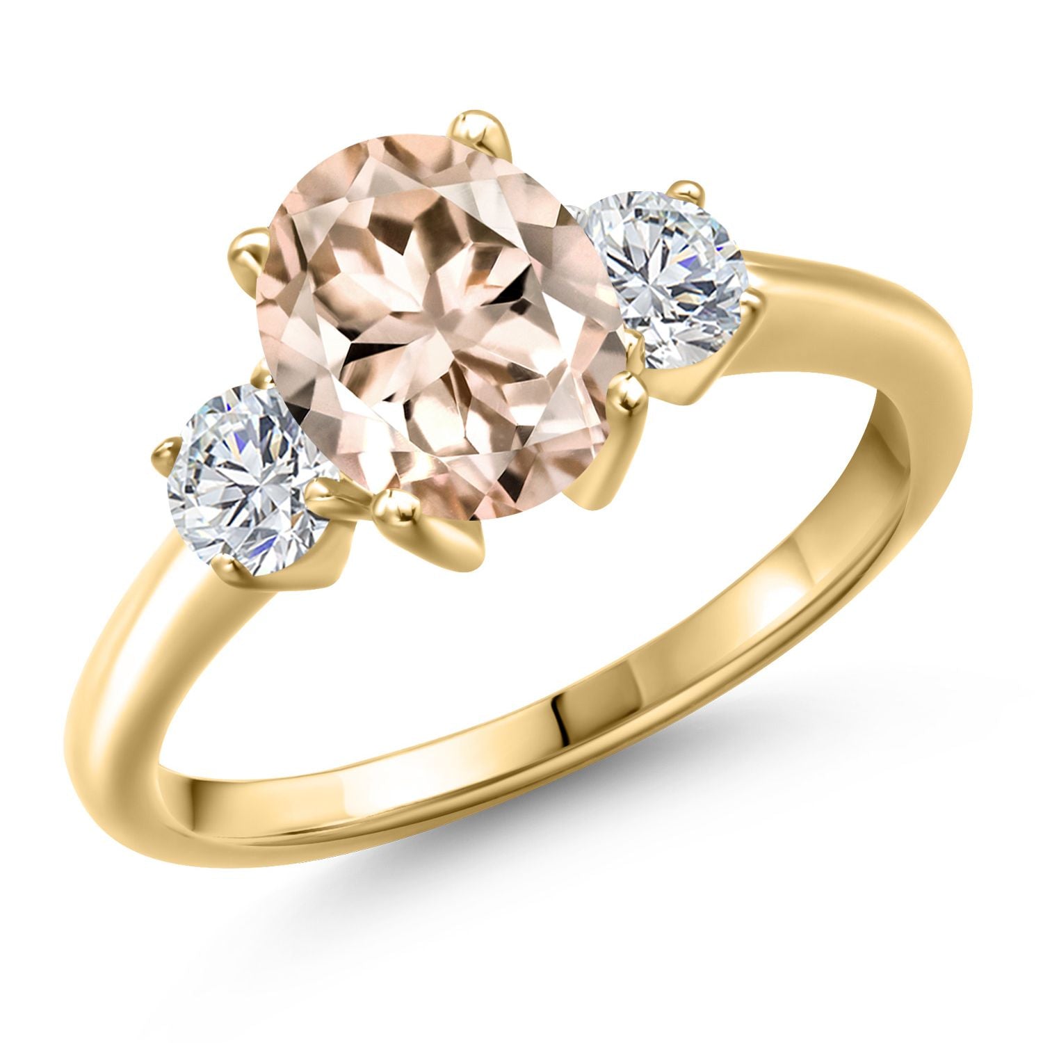 Morganite - October_7_Ring in 925 Yellow Gold Plated Silver