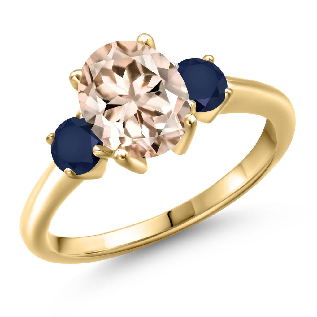 Morganite - October_7_Ring in 925 Yellow Gold Plated Silver