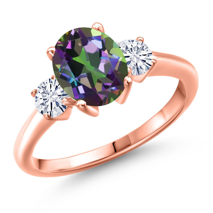 Green Mystic Topaz_5_Ring in 925 Rose Gold Plated Silver
