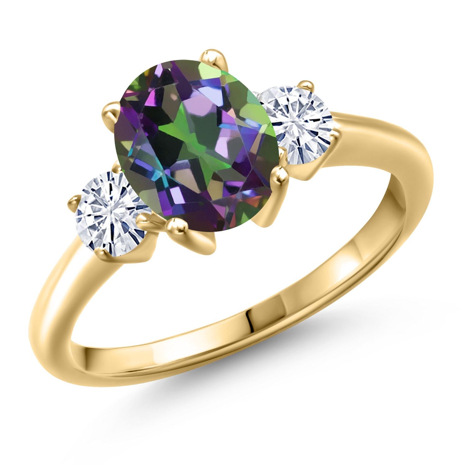 Green Mystic Topaz_6_Ring in 925 Yellow Gold Plated Silver