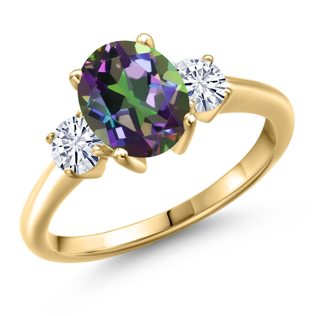 Green Mystic Topaz_7_Ring in 925 Yellow Gold Plated Silver