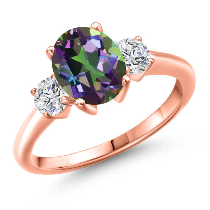 Green Mystic Topaz_5_Ring in 925 Rose Gold Plated Silver