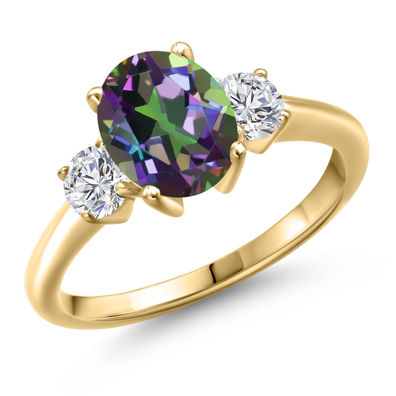 Green Mystic Topaz_9_Ring in 925 Yellow Gold Plated Silver