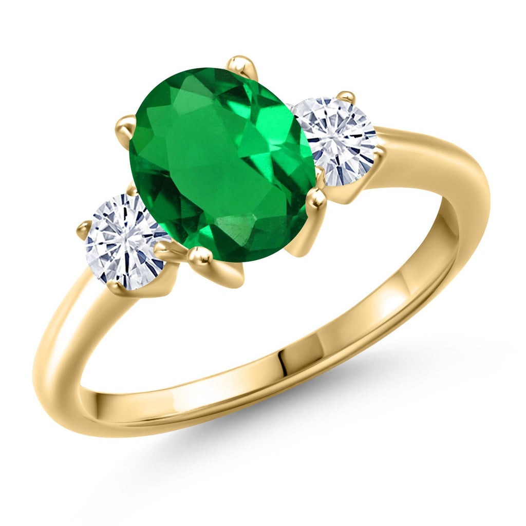 Nano Emerald - May_8_Ring in 925 Yellow Gold Plated Silver