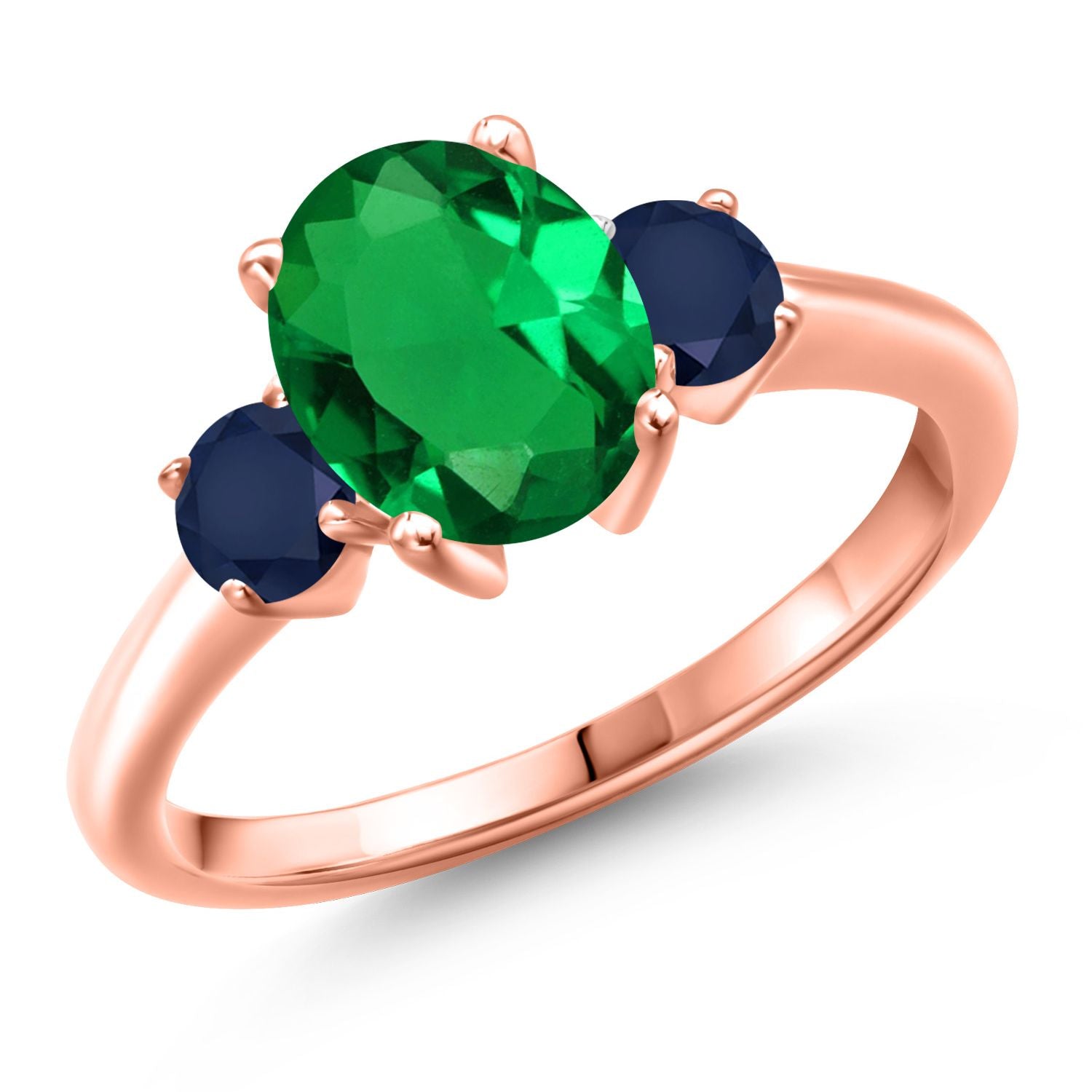 Nano Emerald - May_7_Ring in 925 Rose Gold Plated Silver