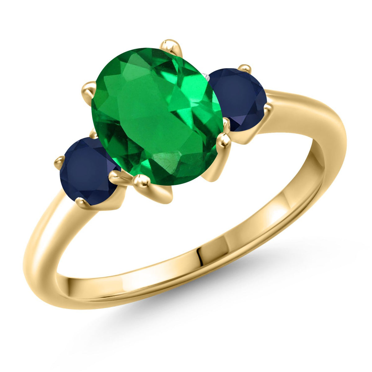 Nano Emerald - May_5_Ring in 925 Yellow Gold Plated Silver