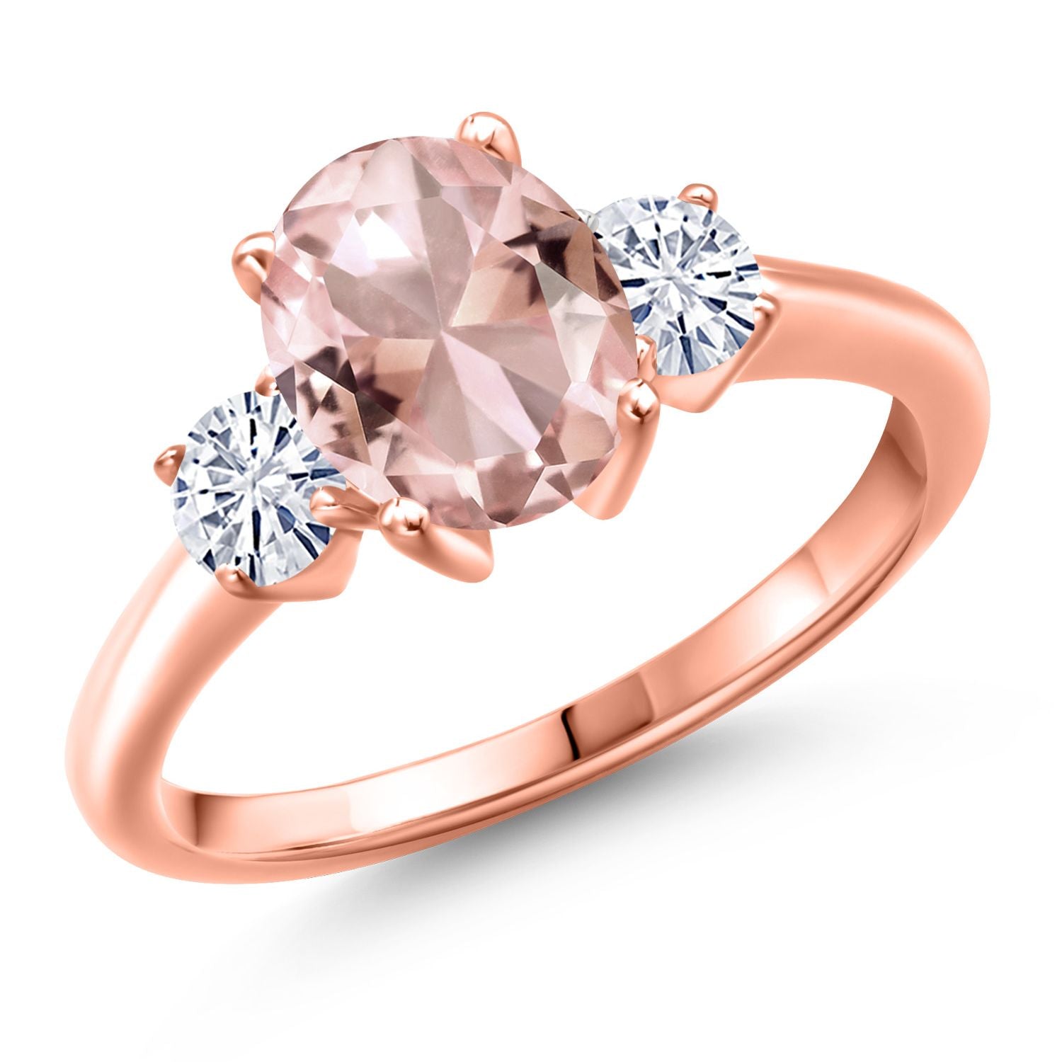 Nano Morganite - October_5_Ring in 925 Rose Gold Plated Silver