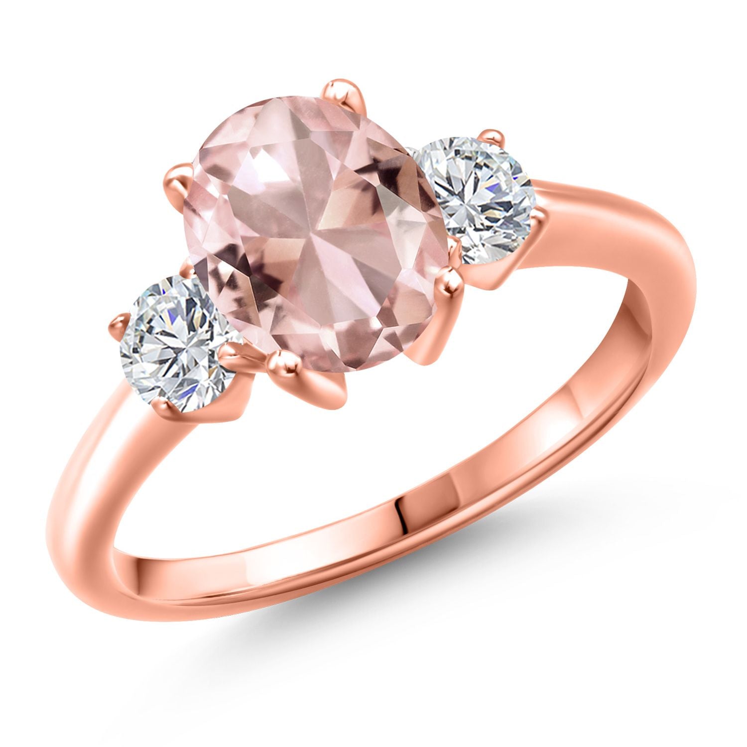 Nano Morganite - October_6_Ring in 925 Rose Gold Plated Silver