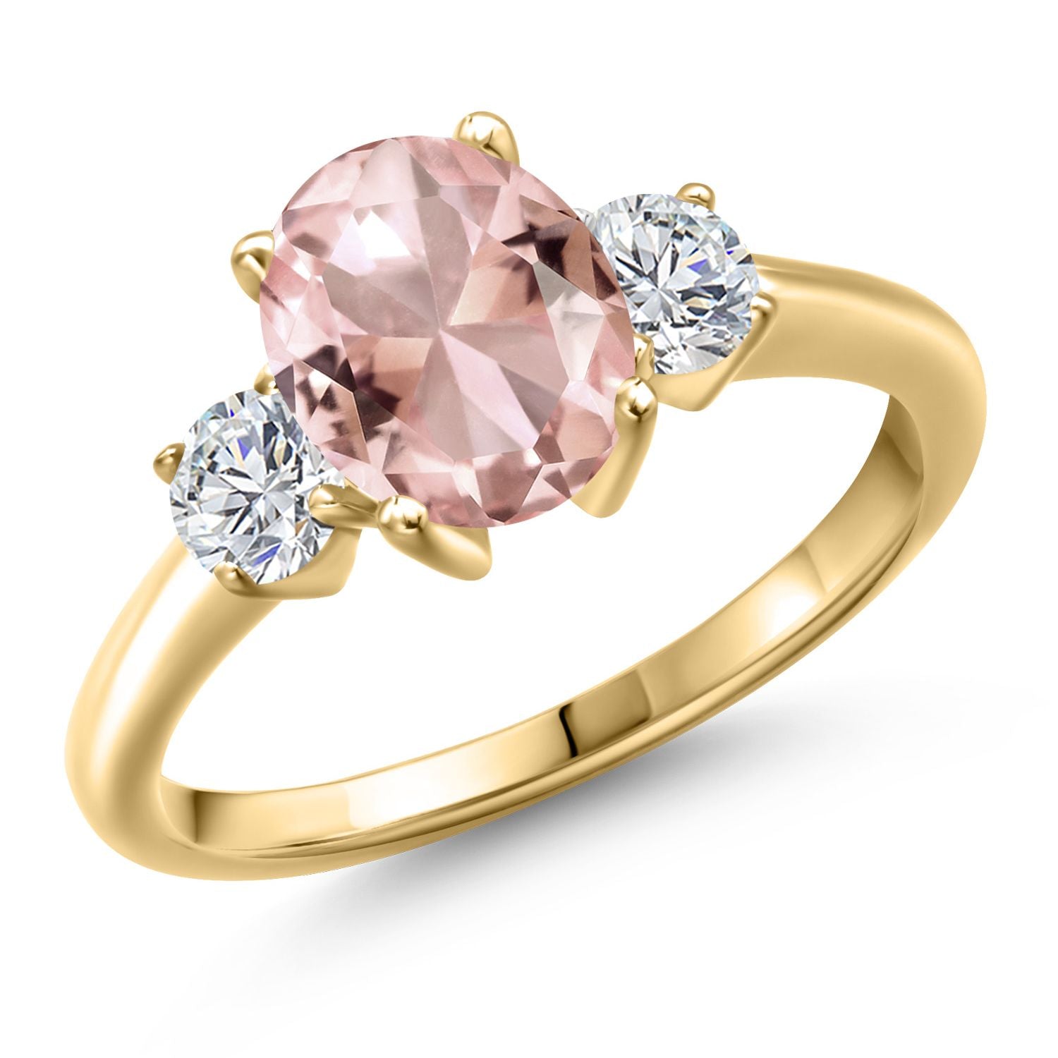 Nano Morganite - October_8_Ring in 925 Yellow Gold Plated Silver