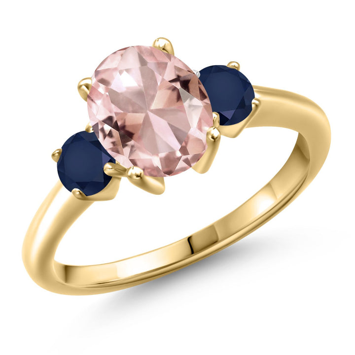 Nano Morganite - October_5_Ring in 925 Yellow Gold Plated Silver
