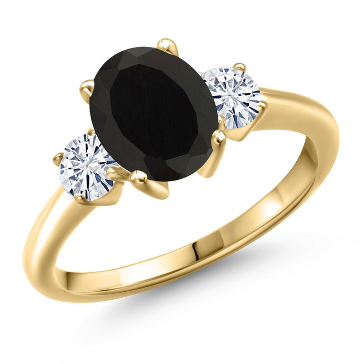 Onyx - December_5_Ring in 925 Yellow Gold Plated Silver